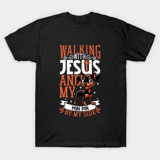 Jesus and dog - Miniature Pinscher T-Shirt